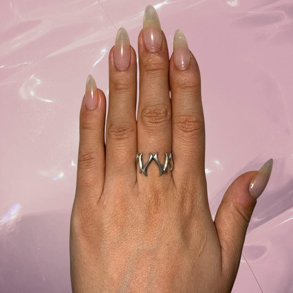 Vintage grunge 925 Sterling Silver wishbone lucky ring Size 9
